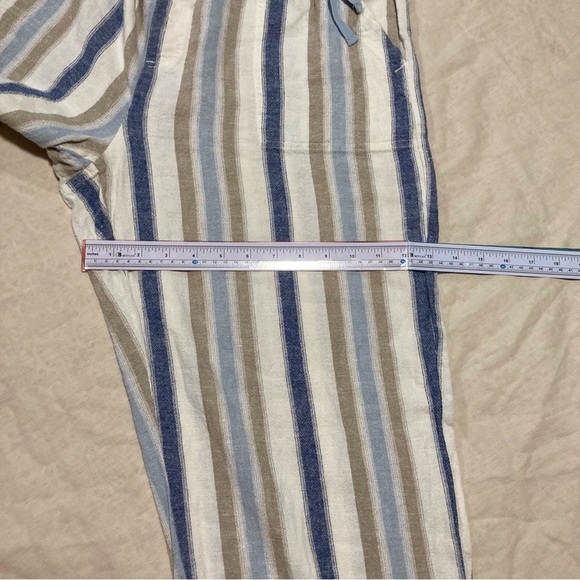 da-sh Women's Striped Linen & Rayon Pants - Blue, Tan, White - Picture 4 of 9